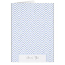 Light Blue Pink Chevron Print Thank You Card