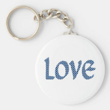 Light Blue Polkadot Love Key Chain