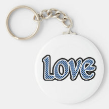 Light Blue Polkadot Love Key Chains
