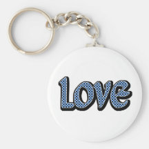 Light Blue Polkadot Love Keychain