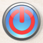Light Blue Power Button Drink Coasters