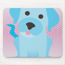 Light Blue Puppy Dog on Pink Mouse Pad