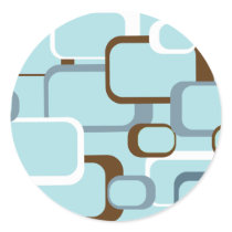 light blue retro squares round stickers