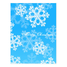 Light Blue Snowflakes Christmas Postcard