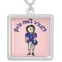 Light Blue Womens Football Custom Necklace