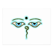 Light Blue Yellow Buddha Eyes.png Post Card