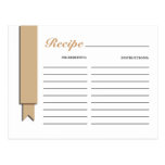 Light Brown Ribbon Recipe Card Post Card