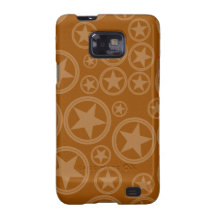 Light Brown Stars in Circles on Brown Samsung Galaxy S2 Case