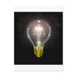 light bulb on blk 3 inch flare postcard