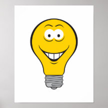 Light Bulb Smiley Face Print