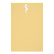 Light Coloured Seahorse on Gold Colour Background Stationery