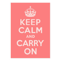 Light Coral Keep Calm and Carry On Business Card