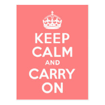 Light Coral Keep Calm and Carry On Post Cards