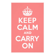 Light Coral Keep Calm and Carry On Customized Stationery