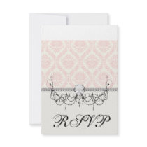 light cream and pink damask invites