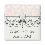light cream and pink damask magnets