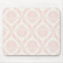 light cream and pink damask mousepads