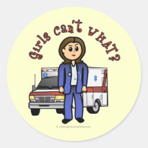 Light EMT Paramedic Girl Round Sticker