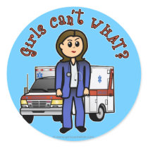 Light EMT Paramedic Girl Round Sticker