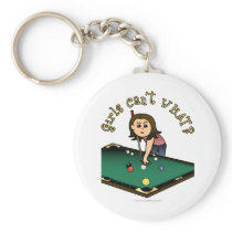 Light Female Billiards Player Key Chain