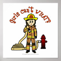 Light Female Fire Fighter Poster
