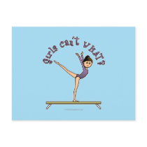 Light Female Gymnast on Balance Beam Post Cards