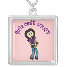 Light Female Saxophone Player Necklace