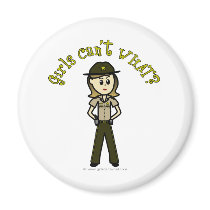 Light Female Sheriff in Brown Uniform Fridge Magnet
