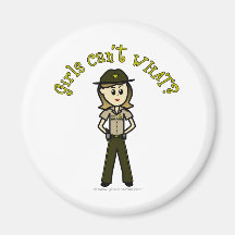 Light Female Sheriff in Brown Uniform Fridge Magnet