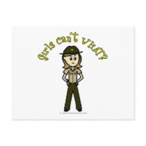 Light Female Sheriff in Brown Uniform Post Card