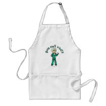 Light Female Surgeon in Green Scrubs Apron