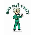 Light Female Surgeon in Green Scrubs t-shirts
