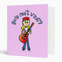 Light Girl Guitar Player 3 Ring Binders