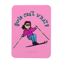 Light Girl Snow Skiing Magnets