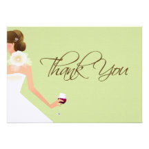 Light green bridal shower thank you card personalized announcements