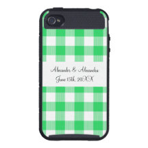Light green gingham pattern wedding favours