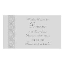 Light Grey Bride & Groom Contact Information Card Business Card Template