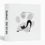 Light Grey Halftone Paw Print & Black Cat 3 Ring Binders