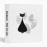 Light Grey Halftone Paw Print & Black Cat 3 Ring Binder
