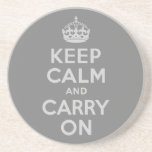 Light Grey Keep Calm and Carry On Coasters