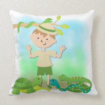 Light Hair Boy on Safari Pillow
