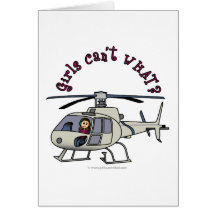Light Helicopter Pilot Girl Greeting Cards