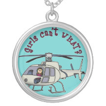 Light Helicopter Pilot Girl Personalized Necklace