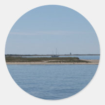 light houses and sailboats round stickers