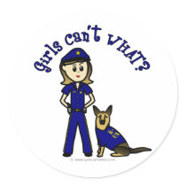 Light K-9 Police Officer Round Stickers