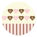 Light Pink Brown Hearts Baby Shower Sticker