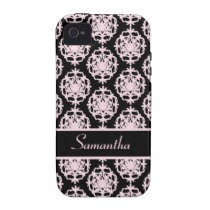 Light Pink Damask on Black casemate cases
