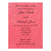 Light pink glitter wedding invitations