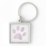 Light Pink Halftone Paw Print keychains