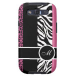 Light Pink Leopard and Zebra Monogram Animal Print Samsung Galaxy S3 Case